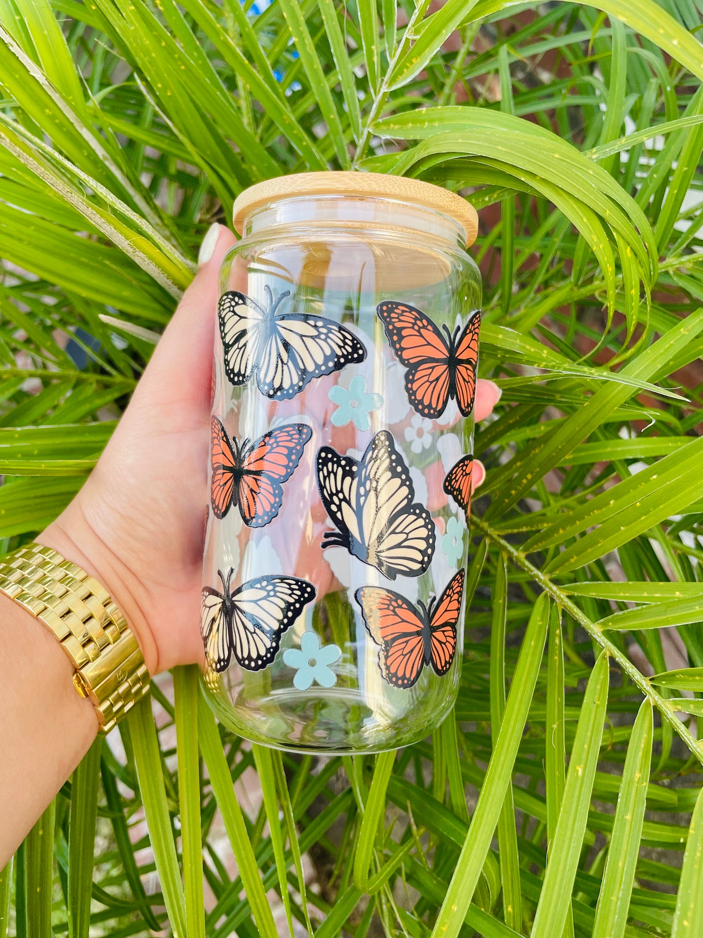 Butterflies Glass Beer Can Cup