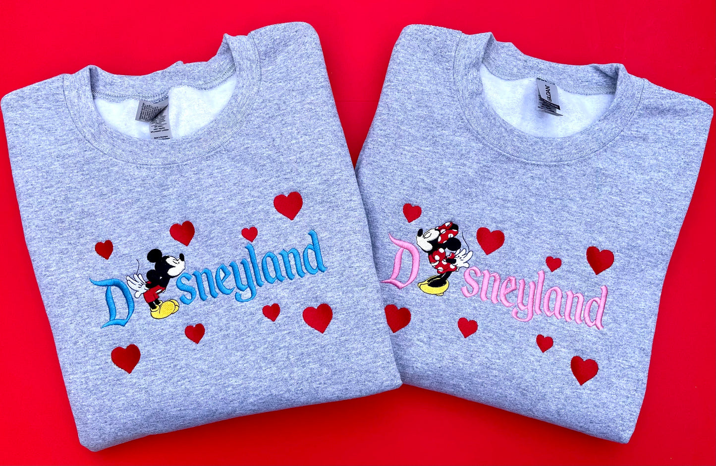 Embroidered Pink Disneyland Minnie Matching Sweatshirt