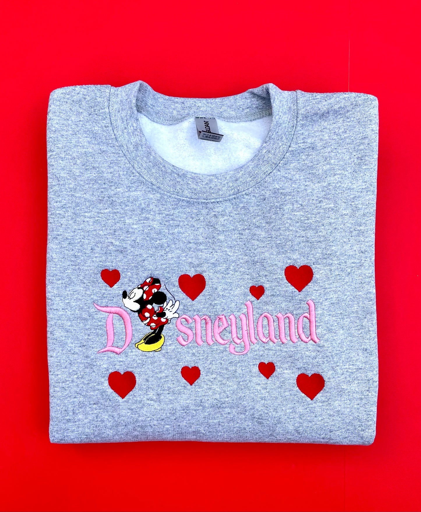 Embroidered Pink Disneyland Minnie Matching Sweatshirt