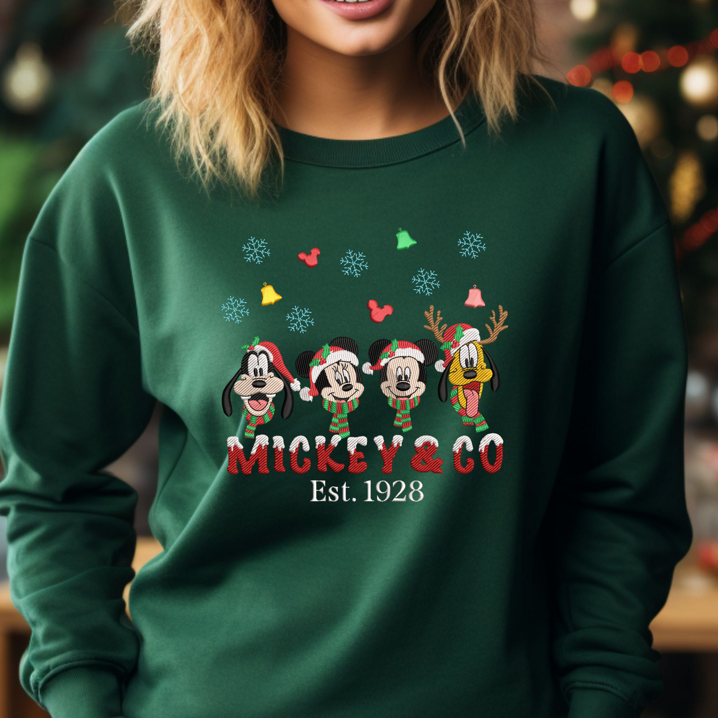 Embroidered Mickey & Co Holiday Spirit Sweatshirt