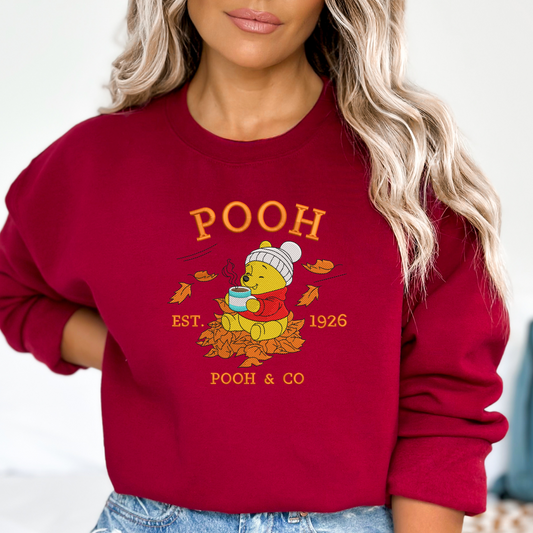 Embroidered Pooh Fall Leaves Sweatshirt