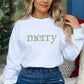 Floral Merry Crew Neck Sweatshirt