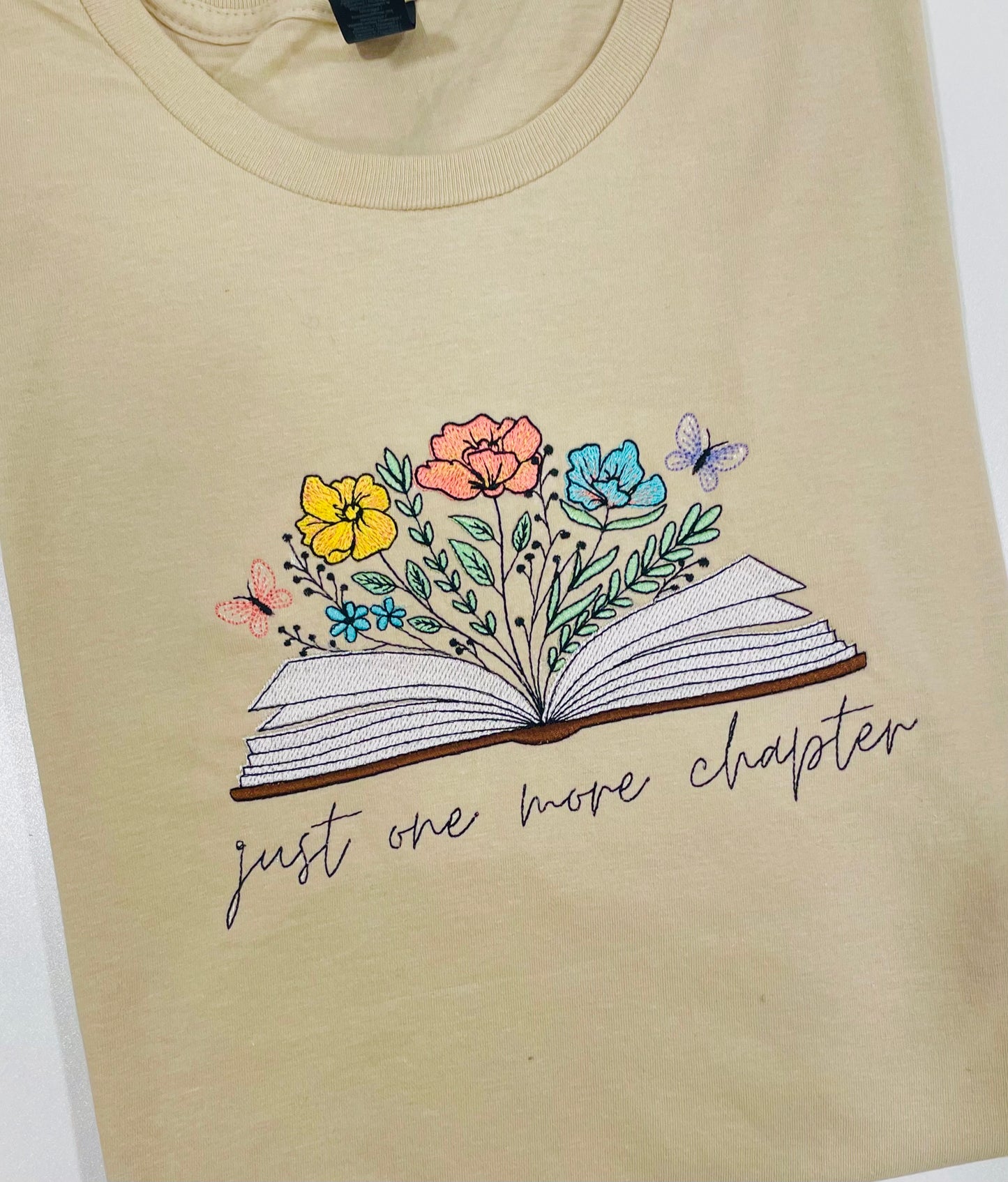 Just One More Chapter Floral Embroidered TShirt