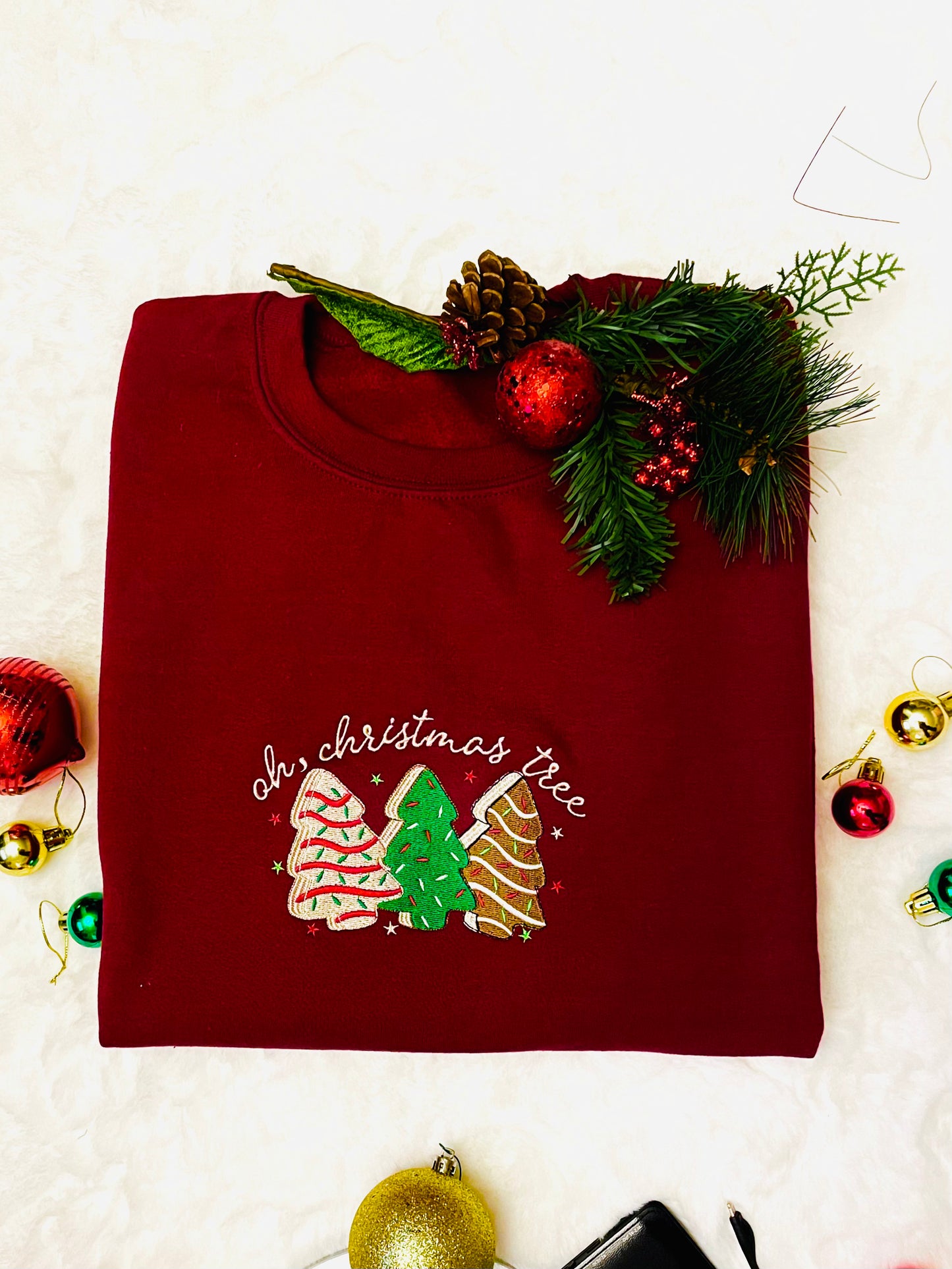 Oh ￼Christmas Tree Embroidered Sweatshirt