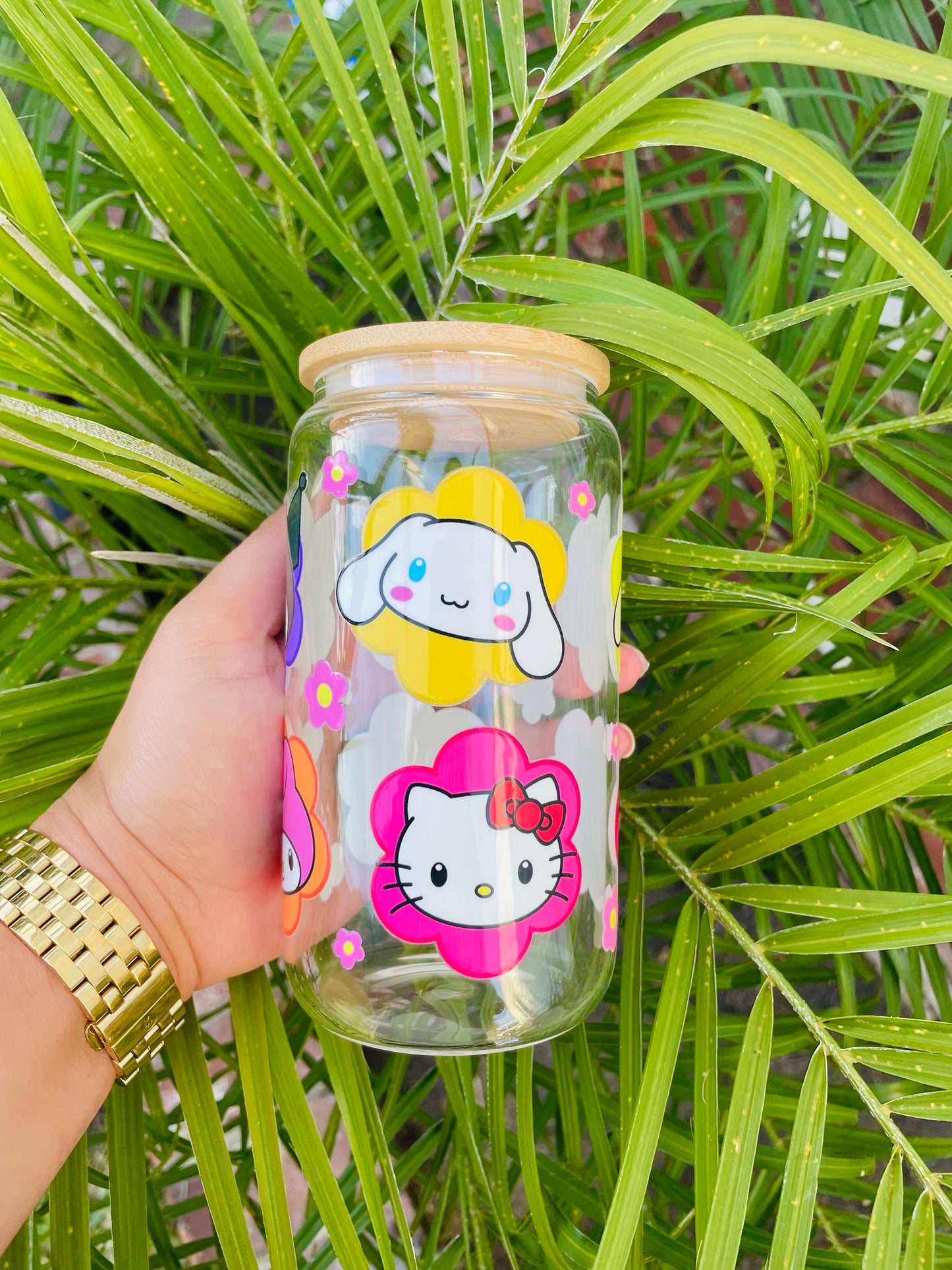 Sanrio Friends Flower Glass Cup