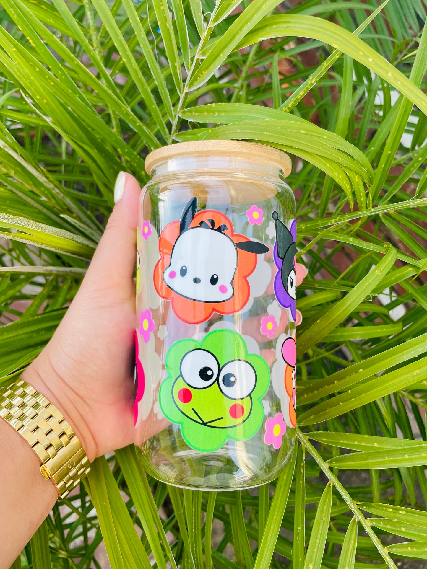 Sanrio Friends Flower Glass Cup