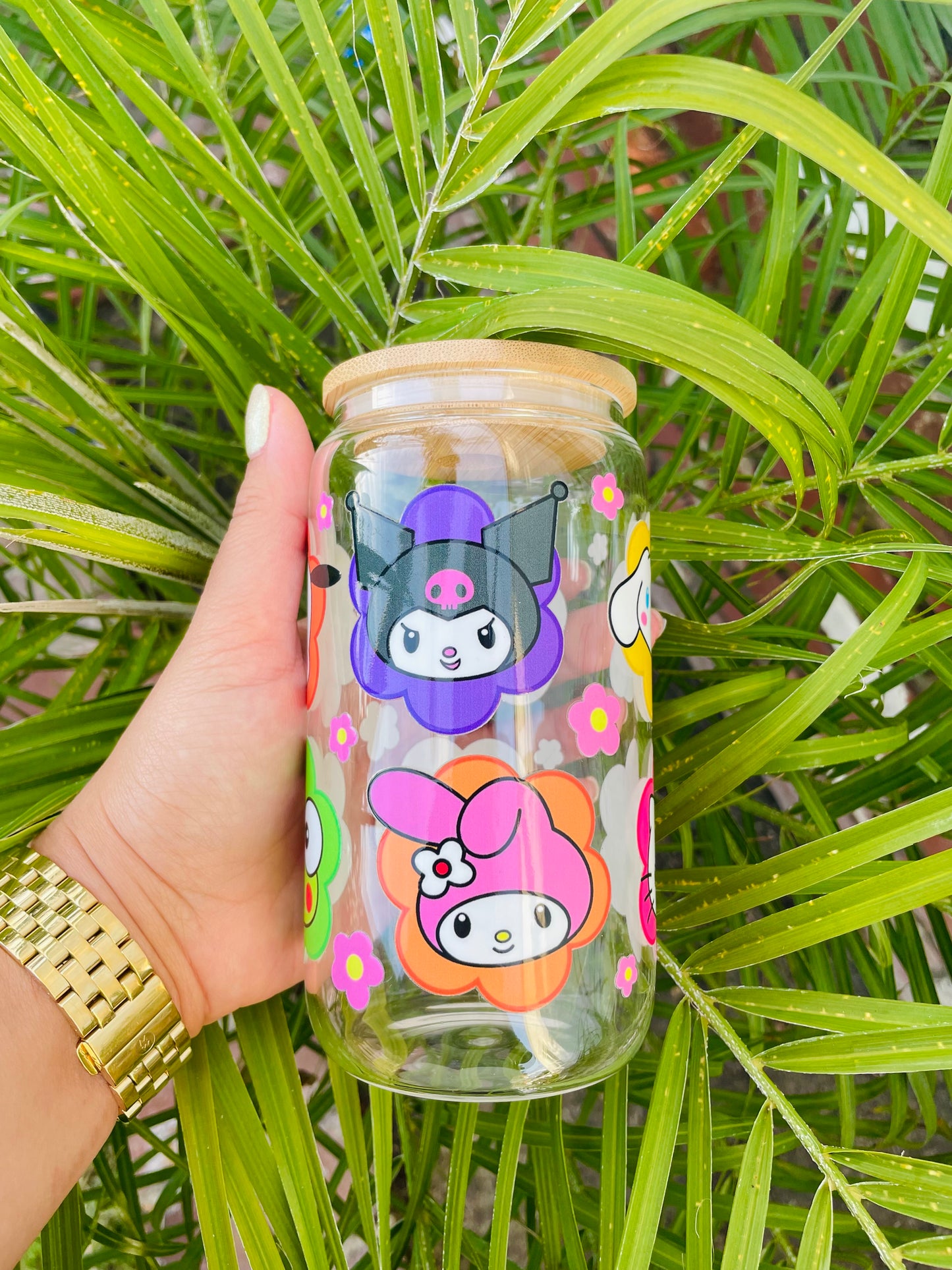 Sanrio Friends Flower Glass Cup