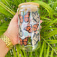 Butterflies Glass Beer Can Cup