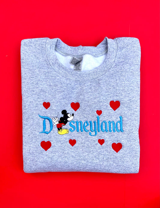 Embroidered Blue Disneyland Mickey Matching Sweatshirt