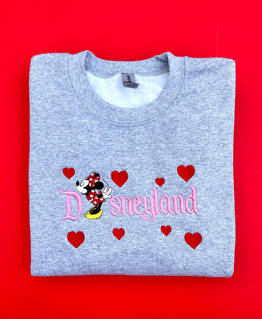 Embroidered Pink Disneyland Minnie Matching Sweatshirt