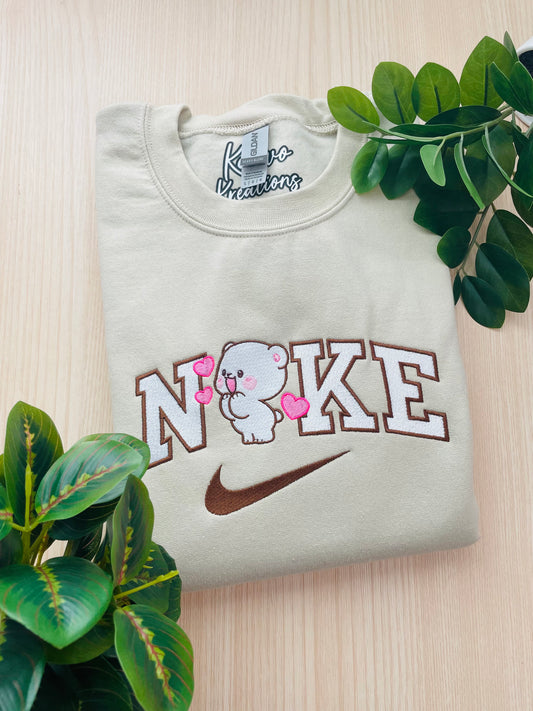 Embroidered Milk Bear Swoosh Crewneck