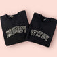 Wifey Varsity Print Embroidered Crewneck
