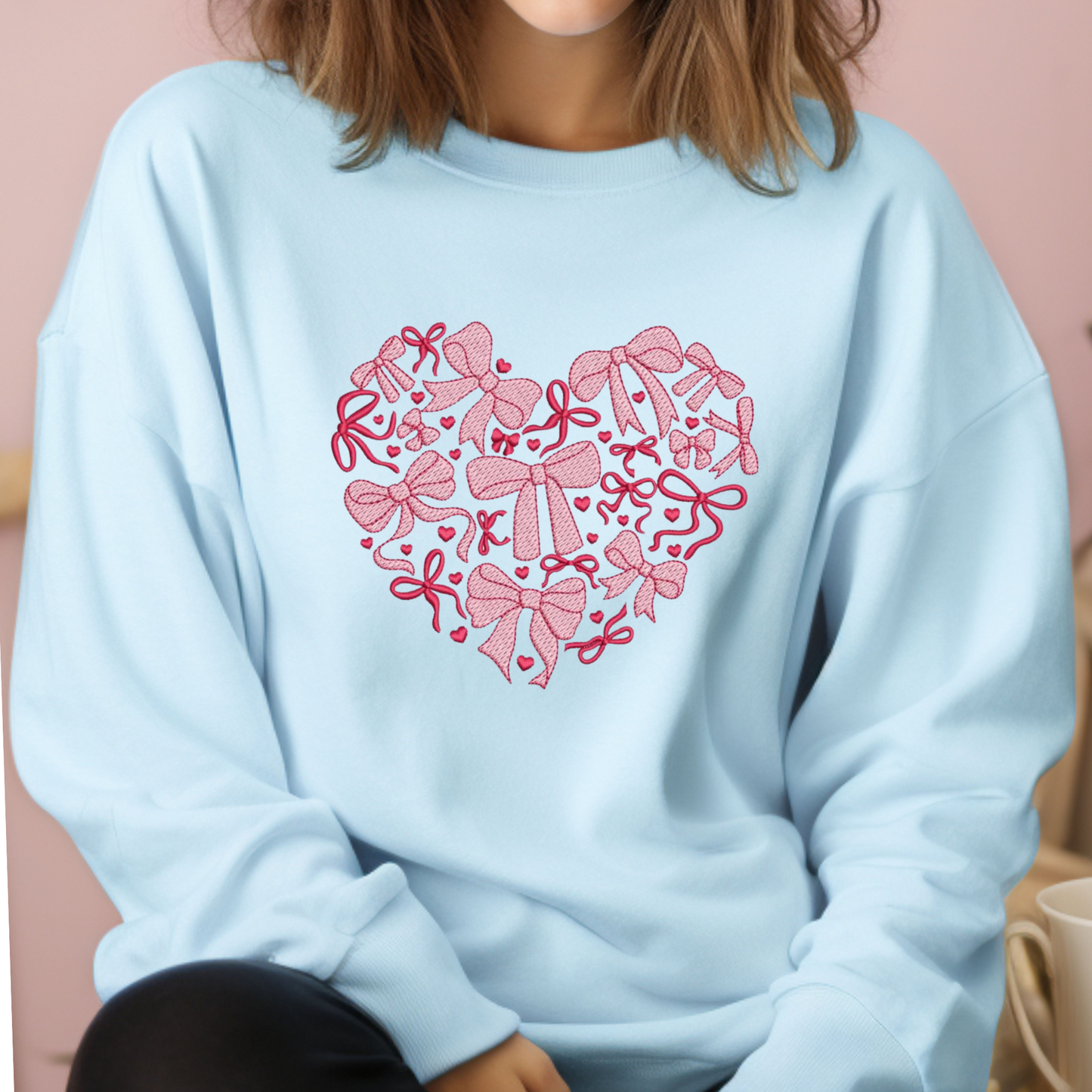 Embroidered Heart with Bow Variety Sweatshirt