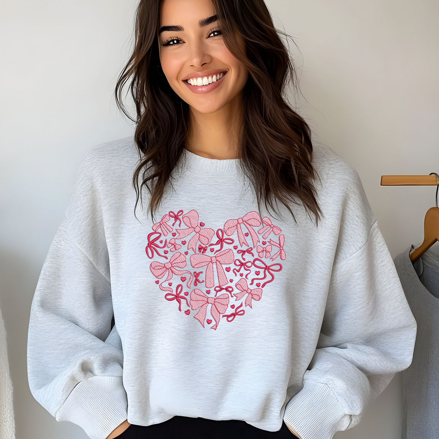 Embroidered Heart with Bow Variety Sweatshirt